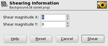 Shearing Information window