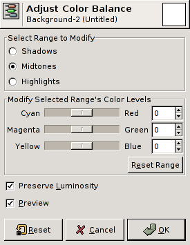 Color Balance options